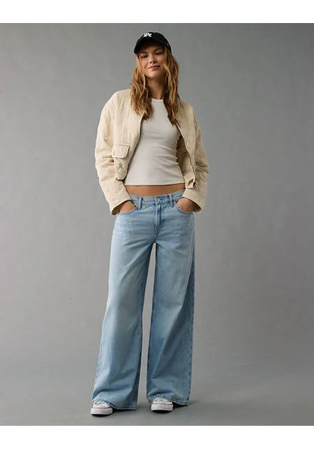 jeans AE Dreamy Drape Strigid Low-Rise Baggy Ultra-Wide Leg Jeans American Eagle Outfitters $44.96