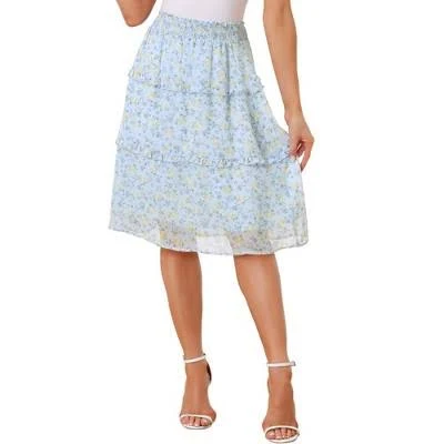 skirt Allegra K Women's Floral Print Smocked Elastic Waist Midi Flowy Target $37.99