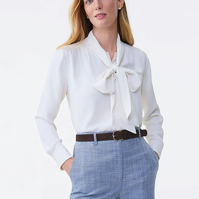 top Ann Taylor Women's Petite Bow Blouse Ann Taylor $47.99