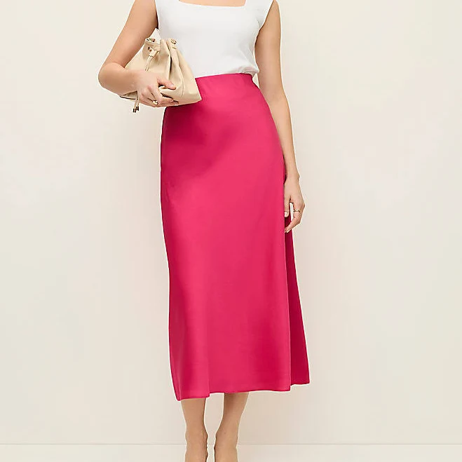 skirt Ann Taylor Women's Petite Satin Bias Midi Slip Skirt Ann Taylor $75