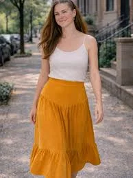 skirt Anthropologie Golden Mustard Tiered Midi Skirt Poshmark $40