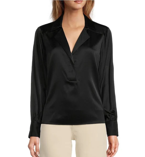 top Antonio Melani Women's Silk Notch Collar V-Neck Long Blouson Sleeve Blouse Dillard's $179