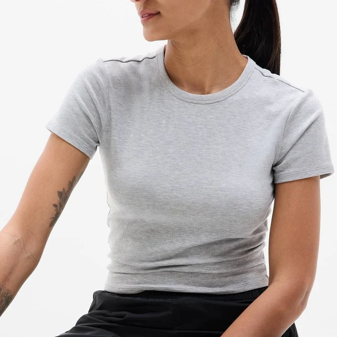 top Athleta Women's Signature Rib Crop Tee Athleta $27.5