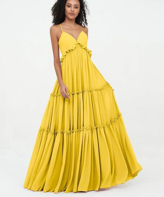 dress BABARONI Bohemian Chiffon Tiered Maxi Gown Babaroni.com $89.1