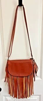 bag Brown Faux Leather Fringe Purse Crossbody Boho Festival Western Biker Indie eBay $18.99
