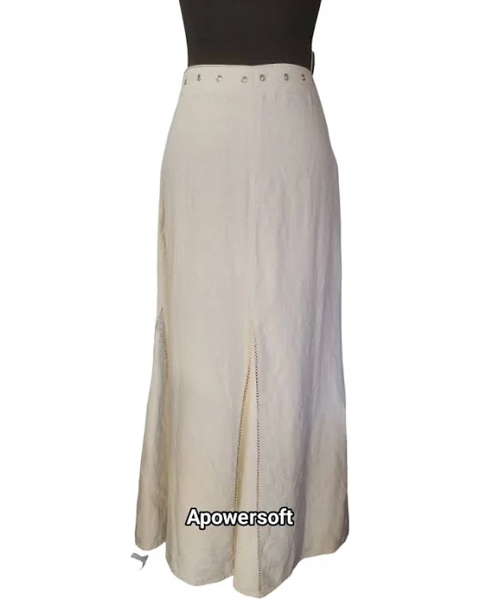 skirt Classic Cream Linen Maxi Skirt With Button Waist | Color: Cream | Size: 8 | Pm-71156191's Closet Poshmark $50