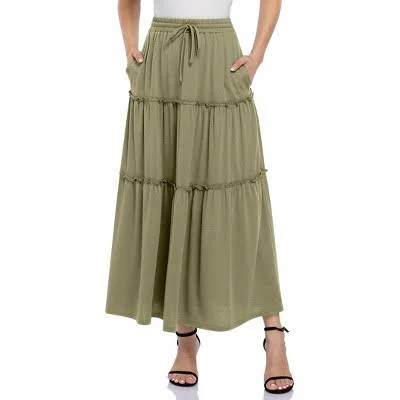 skirt Clearlove Women's Elastic High Waist Lace Midi Skirt with Pockets Target $34.99