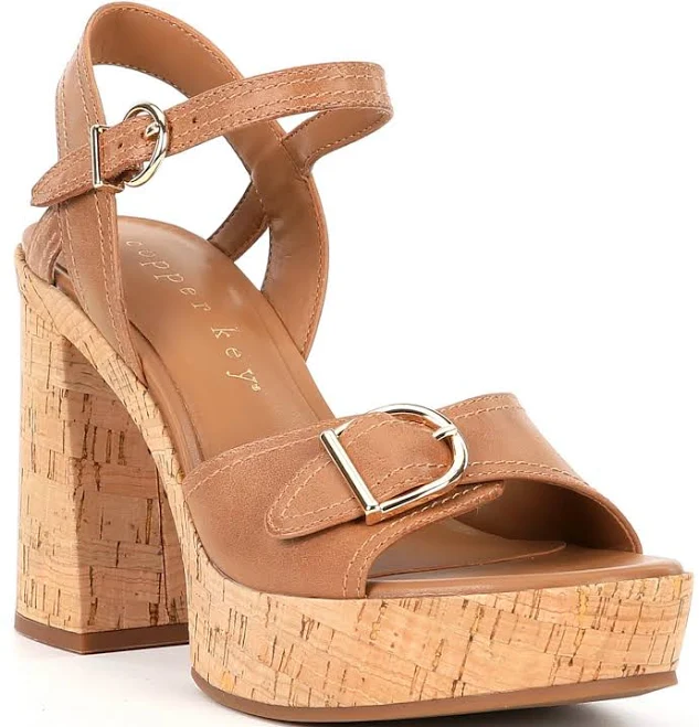 shoes Copper Key martha Leather Cork Platform Sandals Womens Dillard's $99.99