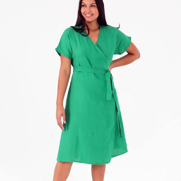 dress Cottagecore Linen Wrap Dress Etsy - Linenia $74.25