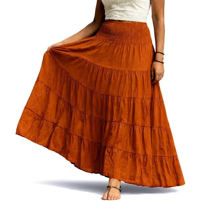 skirt Crinkle Cotton Tiered Maxi Skirt Etsy - ChiangMaiDesign $39.71