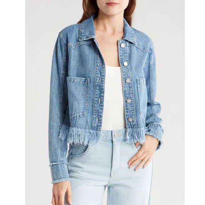 denim jacket Democracy Women's Chewed Frayed Hem Denim Jacket Nordstrom Rack $54.97