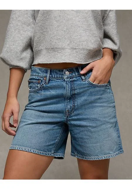 bottom Easy Breezy Women's Strigid Super High-Waisted Relaxed Denim Shorts American Eagle Outfitters $44.96