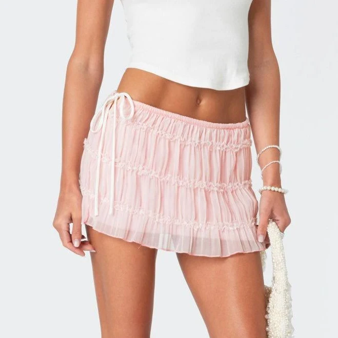 skirt Edikted Women's Abrielle Tiered Chiffon Mini Skirt edikted $16.8
