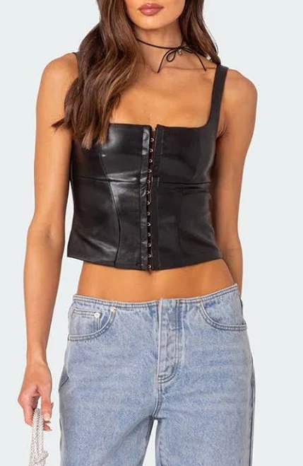 top Edikted Women's Simone Faux Leather Corset Nordstrom $57.6