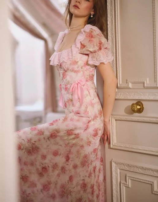 dress Elsie Embroidered Chiffon Midi Dress American Heiress $139