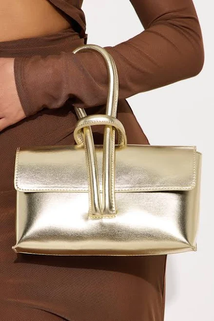 bag Fashion Nova Women's Days Go in Gold Clutch Fashion Nova $21.99