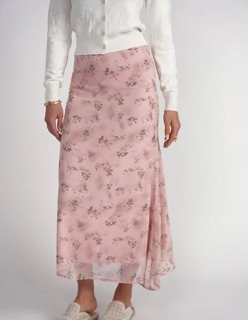 skirt Floral Chiffon Bias Cut Midi Skirt Adina Las Vegas $98