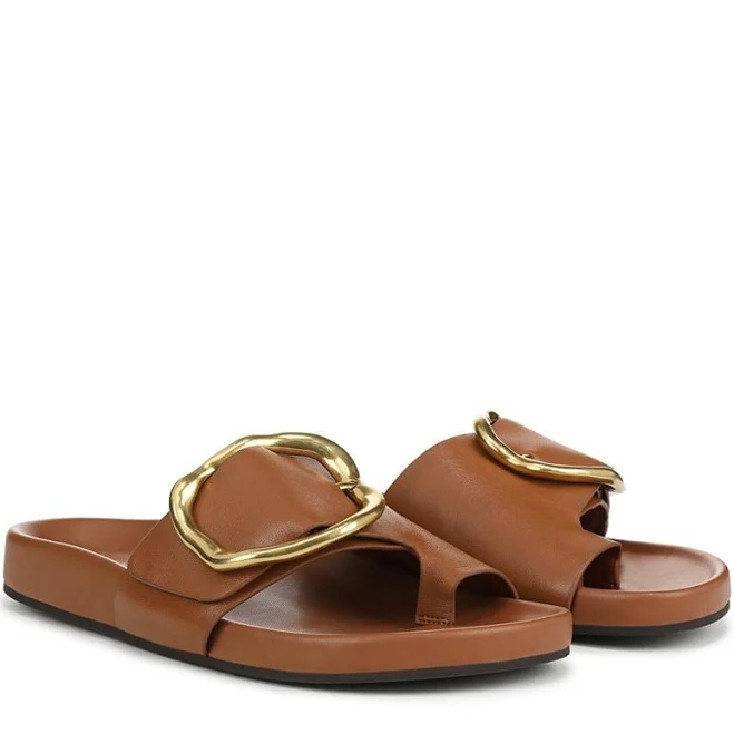 shoes Franco Sarto Brianka Leather Slide Sandals Famous Footwear $109.99