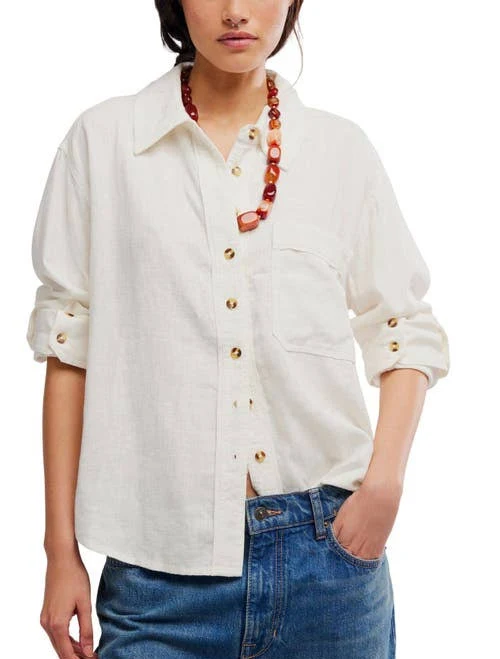 top Free People Laurel Linen Button-Up Shirt Nordstrom $82.99
