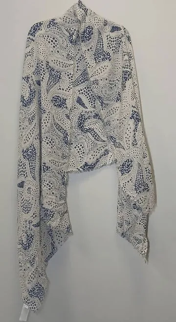 accessory Gap Womens Cream Blue Paisley Scarf Light Spring Summer Long Fine Wool eBay - yourfashion101 $35