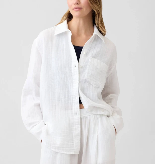 top Gap Women's Oversized Gauze Shirt Gap Factory $41.99