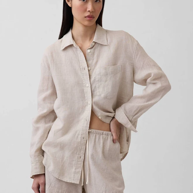 outerwear Gap Women's Oversized Linen Shirt Gap $63