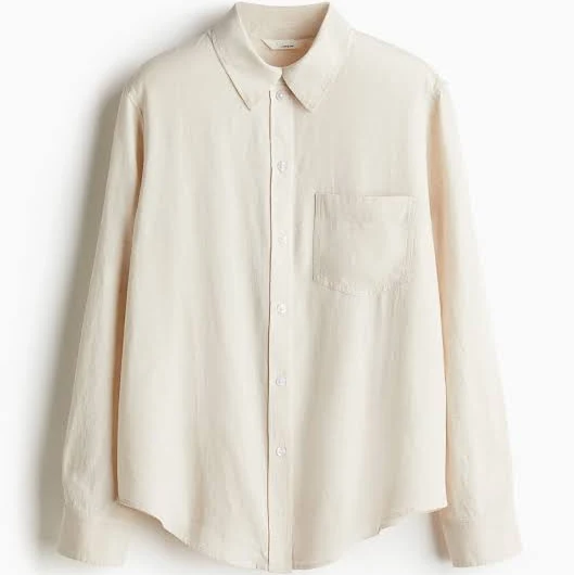 top H&M Ladies Linen-Blend Shirt H&M $29.99