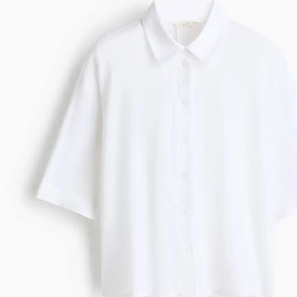 top H&M Ladies Oversized Linen-Blend Shirt H&M $24.99