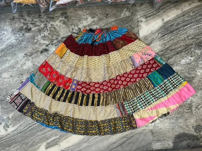 skirt Handmade Silk Patchwork Tiered Skirt Etsy - TrendRajasthani $32.8