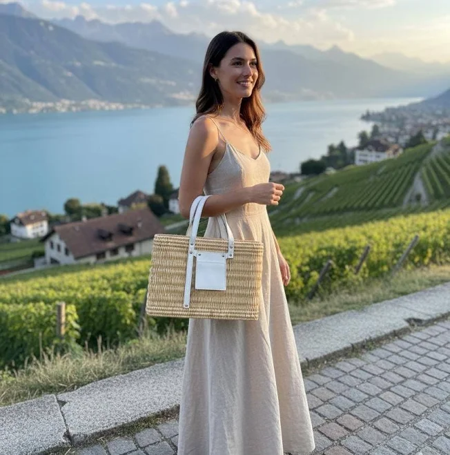 bag Handwoven Straw Tote Bag with Leather Straps Etsy - Seller $99.38