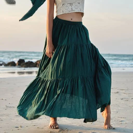 maxi skirt Hippie Gypsy Boho Tiered Peasant Maxi Skirt Etsy - JoozieCotton $60