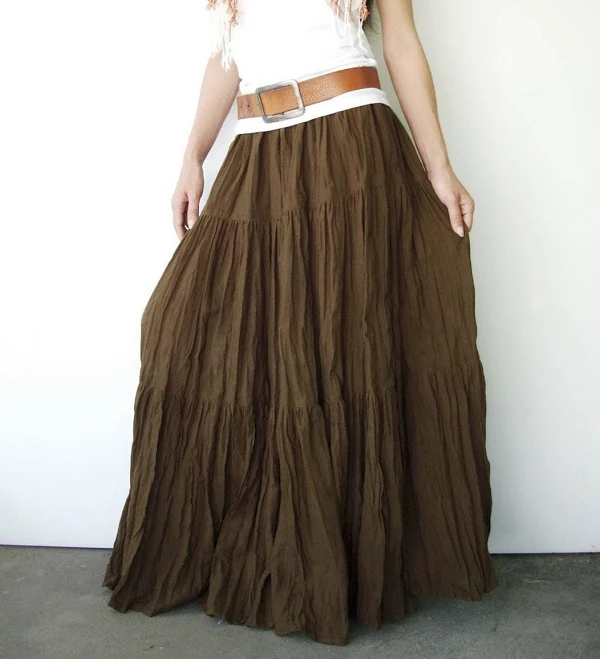 skirt Hippie Gypsy Boho Tiered Peasant Maxi Skirt Etsy - JoozieCotton $60