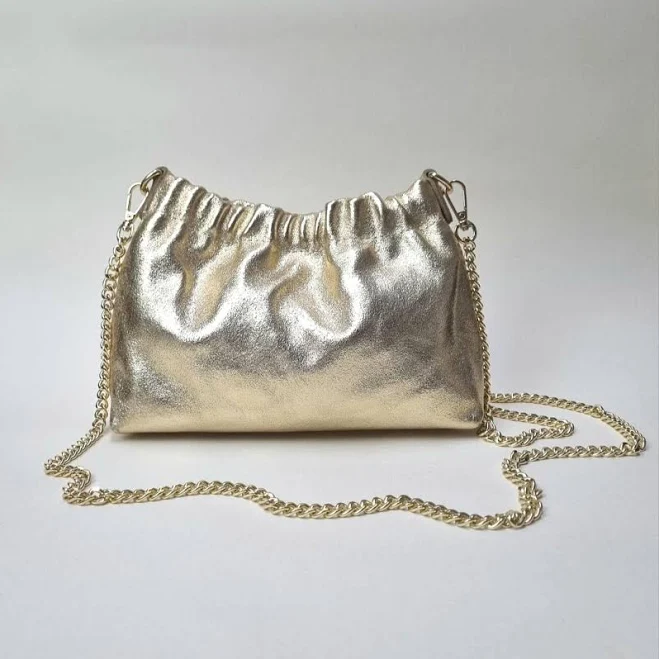 bag Italian Leather Metallic Gold Crossbody Clutch Bag Etsy - Seller $65.09