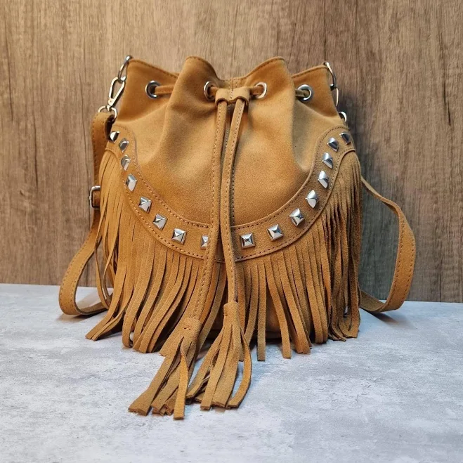 bag Italian Suede Leather Fringe Crossbody Bag Etsy - Seller $93.22