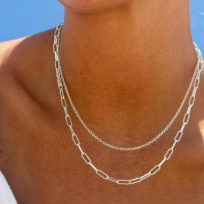accessory Layered Paperclip Chain Choker Necklace Set of Two Etsy - Seller $30.02
