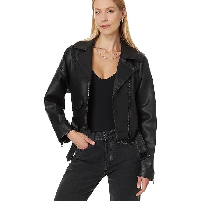 outerwear Levi's Relaxed Crop Faux Leather Moto Jacket Women's Zappos.com $103.67