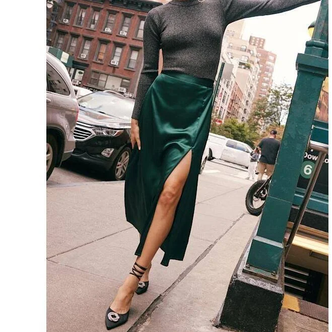 skirt Lulus Satin Midi Skirt Poshmark $40