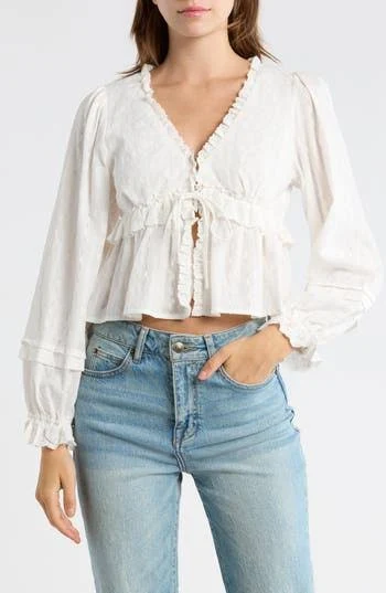 top Lush Women's Embroidered Peplum Crop Top Nordstrom Rack $34.97