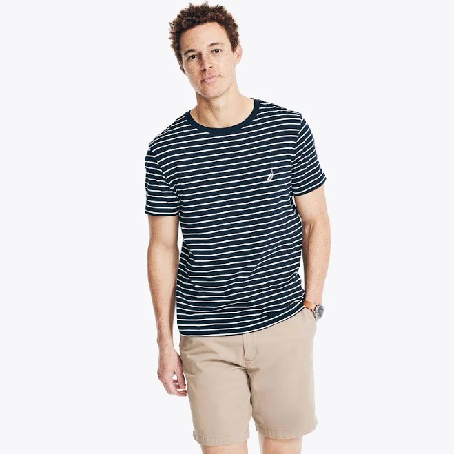 top Nautica Men's Striped Crewneck T-Shirt Nautica $11.98