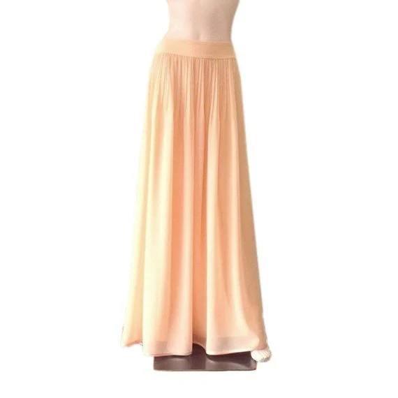 maxi skirt Peach Maxi Skirt Peach Bridesmaid Skirt. Long Evening Skirt. Chiffon Floor Length Skirt Etsy - lisaclothing $31.99