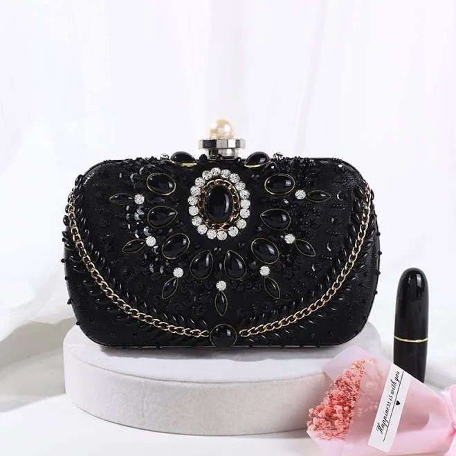 bag Pearl Rhinestone Sequins Satin Clutch Bag Veaul.com $47