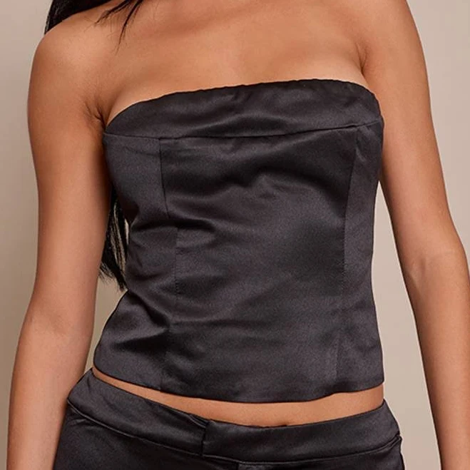 top PrettyLittleThing Women's Satin Bandeau Top boohoo USA $14.5