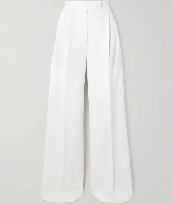 pants R&oacute;he Women's Pleated Wool-Blend Twill Wide-Leg Pants NET-A-PORTER $290