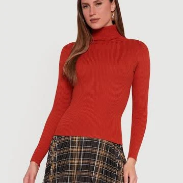 top Rib Knit Long Sleeve Turtleneck Top Rainbow Shops $7.49