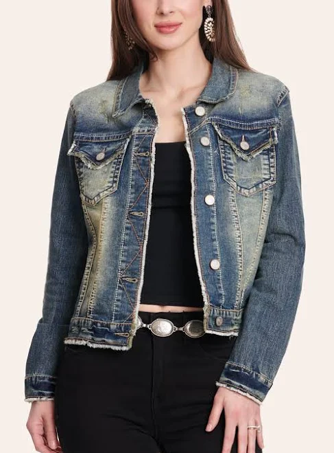 denim jacket Rockin' C Women's Frayed Edge Denim Jacket Cavender's Boot City Western Store $59