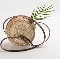 bag Round wicker straw bag with Leather Strap Natural Color With Zip Etsy $49.05