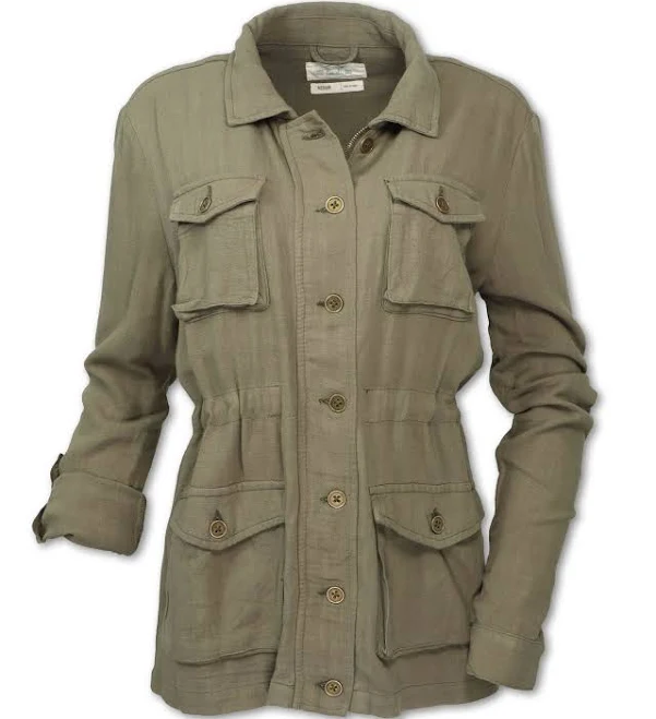 blazer Silky-Soft Rayon-Linen Safari Field Jacket Purnell $120