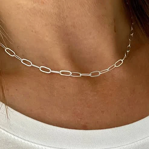 accessory Silver Chunky Chain Necklace Paperclip Chain Necklace Etsy - KookyTwo $100.72