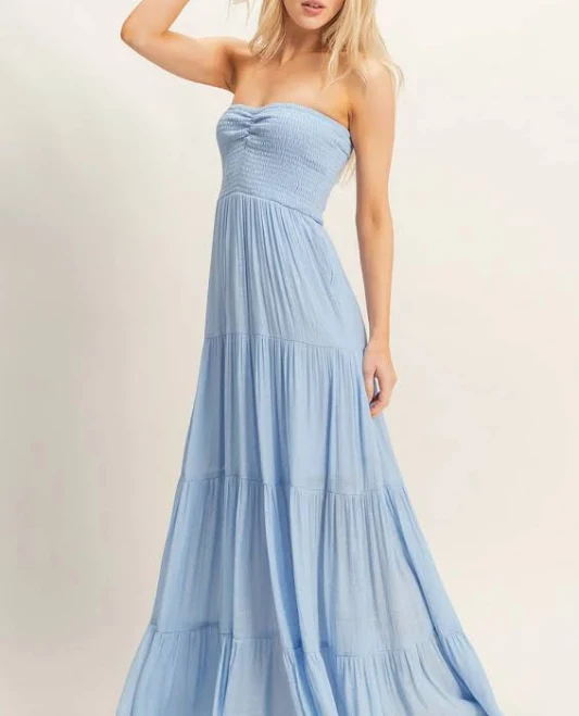 dress Strapless Smocked Maxi Isa Roe $58