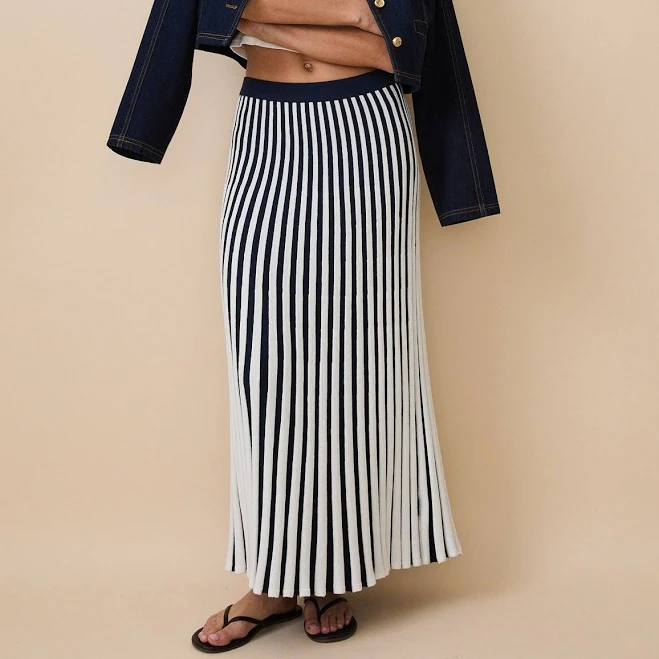 maxi skirt Stripe Pleated Cotton Skirt Rowing Blazers $178